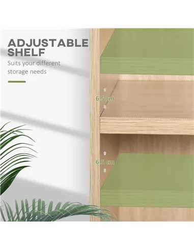 HOMCOM 2 Tier Bookshelf, Low Bookcase with Adjustable Shelf, 2 Compartments for Home Office, Living Room, Study, Natural