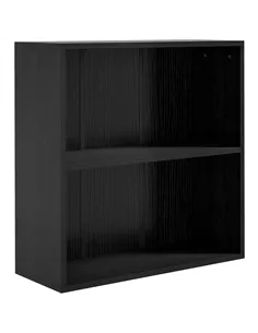 HOMCOM 2 Tier Bookshelf, Low Bookcase with Adjustable Shelf, 2 Compartments for Home Office, Living Room, Study, Black