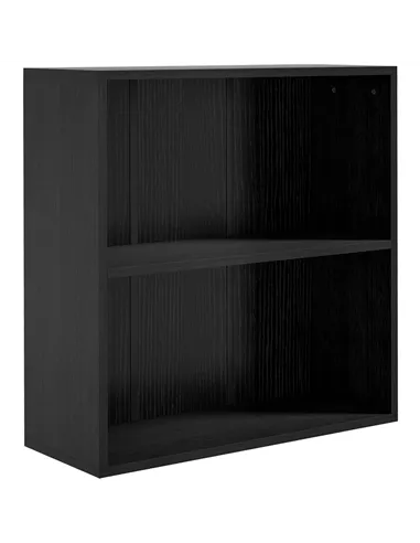 HOMCOM 2 Tier Bookshelf, Low Bookcase with Adjustable Shelf, 2 Compartments for Home Office, Living Room, Study, Black