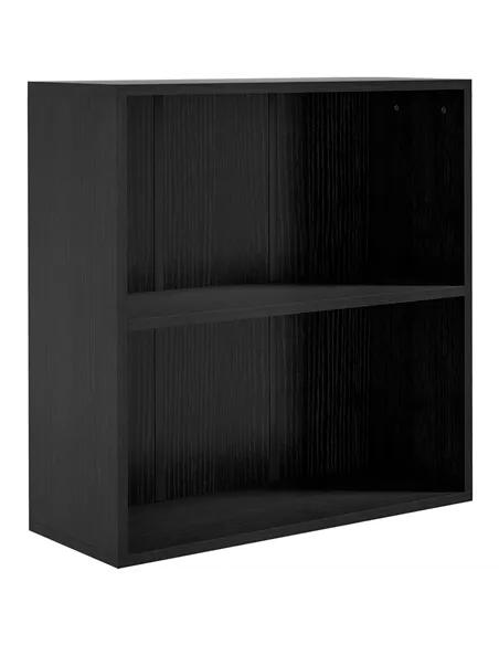 HOMCOM 2 Tier Bookshelf, Low Bookcase with Adjustable Shelf, 2 Compartments for Home Office, Living Room, Study, Black