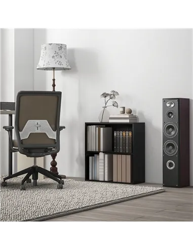 HOMCOM 2 Tier Bookshelf, Low Bookcase with Adjustable Shelf, 2 Compartments for Home Office, Living Room, Study, Black