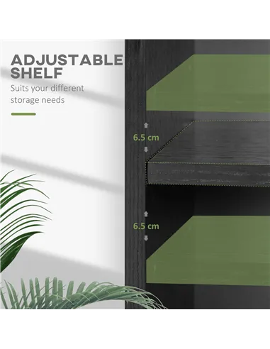 HOMCOM 2 Tier Bookshelf, Low Bookcase with Adjustable Shelf, 2 Compartments for Home Office, Living Room, Study, Black