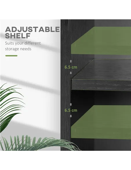 HOMCOM 2 Tier Bookshelf, Low Bookcase with Adjustable Shelf, 2 Compartments for Home Office, Living Room, Study, Black