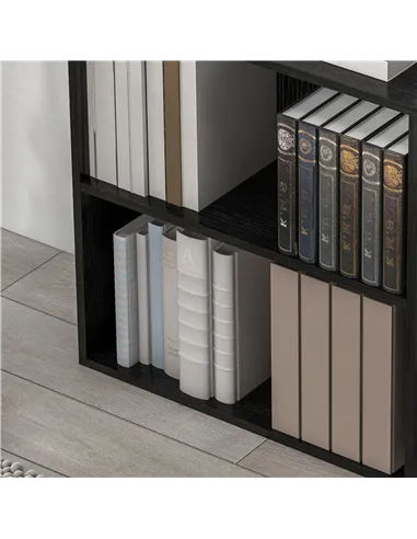 HOMCOM 2 Tier Bookshelf, Low Bookcase with Adjustable Shelf, 2 Compartments for Home Office, Living Room, Study, Black