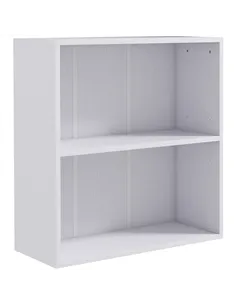 HOMCOM 2 Tier Bookshelf, Low Bookcase with Adjustable Shelf, 2 Compartments for Home Office, Living Room, Study, White