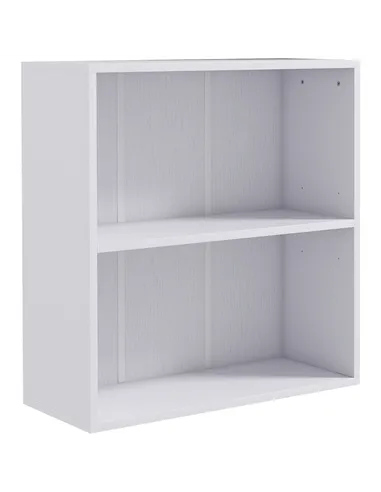 HOMCOM 2 Tier Bookshelf, Low Bookcase with Adjustable Shelf, 2 Compartments for Home Office, Living Room, Study, White
