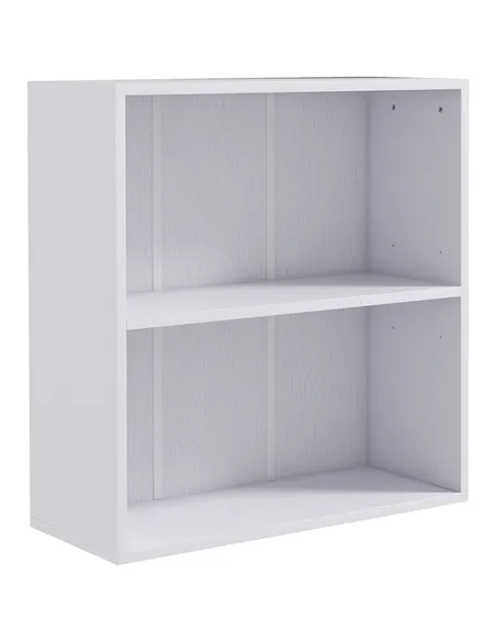 HOMCOM 2 Tier Bookshelf, Low Bookcase with Adjustable Shelf, 2 Compartments for Home Office, Living Room, Study, White