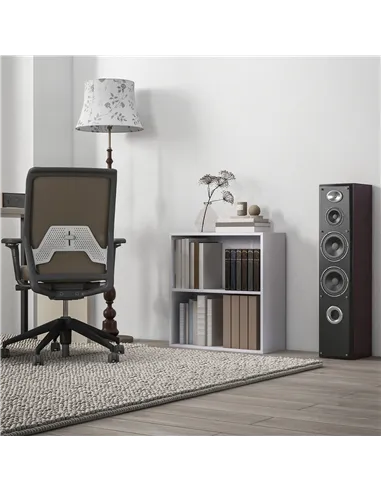 HOMCOM 2 Tier Bookshelf, Low Bookcase with Adjustable Shelf, 2 Compartments for Home Office, Living Room, Study, White