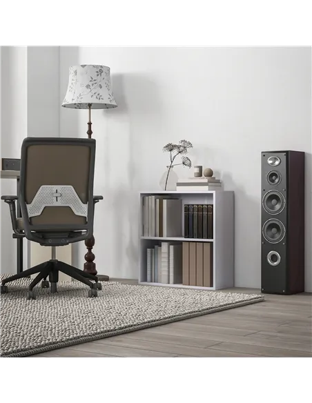 HOMCOM 2 Tier Bookshelf, Low Bookcase with Adjustable Shelf, 2 Compartments for Home Office, Living Room, Study, White