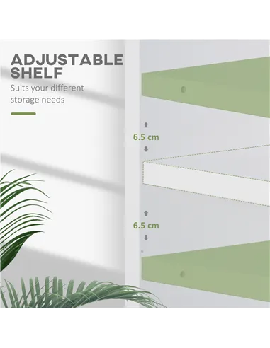 HOMCOM 2 Tier Bookshelf, Low Bookcase with Adjustable Shelf, 2 Compartments for Home Office, Living Room, Study, White