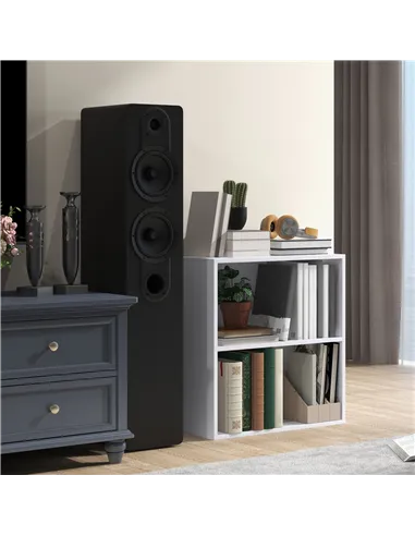 HOMCOM 2 Tier Bookshelf, Low Bookcase with Adjustable Shelf, 2 Compartments for Home Office, Living Room, Study, White