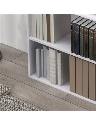 HOMCOM 2 Tier Bookshelf, Low Bookcase with Adjustable Shelf, 2 Compartments for Home Office, Living Room, Study, White