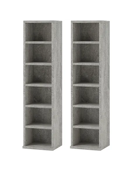 HOMCOM Set of Two 102 CD Storage Units - Cement Grey