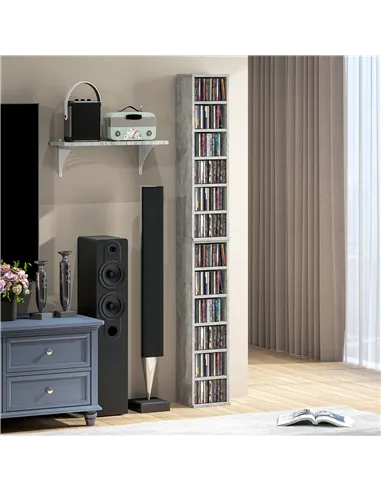 HOMCOM Set of Two 102 CD Storage Units - Cement Grey