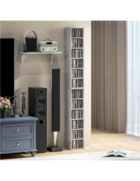 HOMCOM Set of Two 102 CD Storage Units - Cement Grey