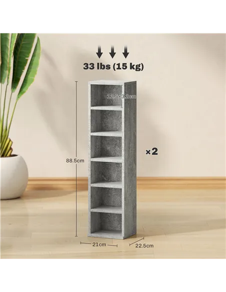 HOMCOM Set of Two 102 CD Storage Units - Cement Grey