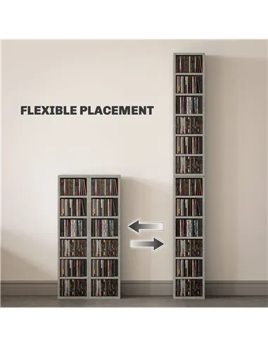 HOMCOM Set of Two 102 CD Storage Units - Cement Grey