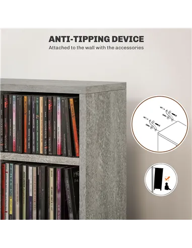 HOMCOM Set of Two 102 CD Storage Units - Cement Grey