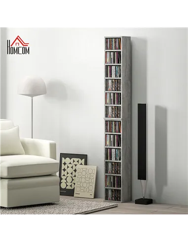 HOMCOM Set of Two 102 CD Storage Units - Cement Grey