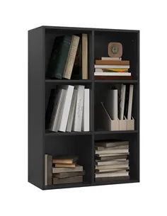 HOMCOM Six-Cube Bookcase - Black Wood Effect