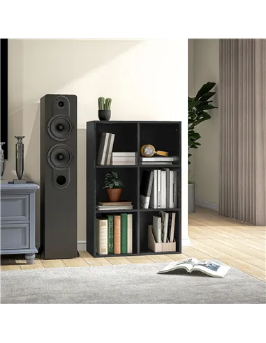 HOMCOM Six-Cube Bookcase - Black Wood Effect