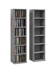 HOMCOM Set of Two 102 CD Storage Units - High Gloss Grey