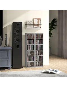 HOMCOM Set of Two 102 CD Storage Units - High Gloss Grey 2