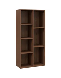 HOMCOM Seven-Cube Bookcase - Walnut Wood Effect
