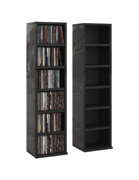 HOMCOM Set of Two 102 CD Storage Units - High Gloss Black