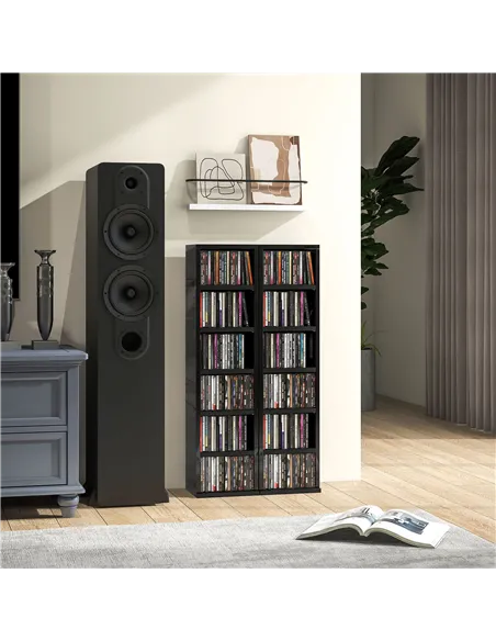 HOMCOM Set of Two 102 CD Storage Units - High Gloss Black