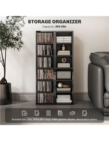 HOMCOM Set of Two 102 CD Storage Units - High Gloss Black
