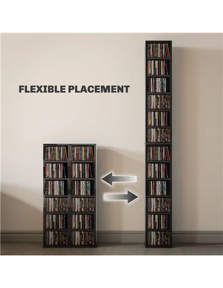 HOMCOM Set of Two 102 CD Storage Units - High Gloss Black