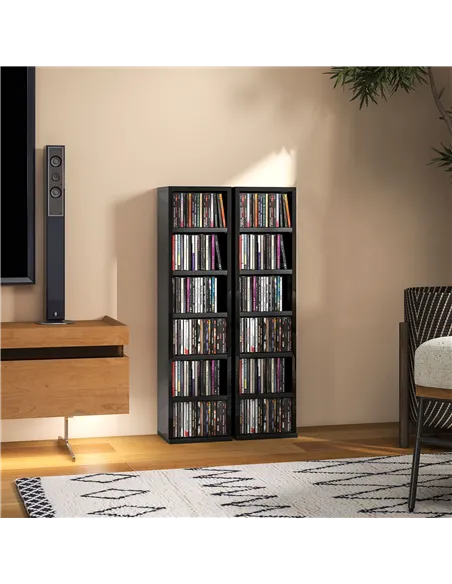 HOMCOM Set of Two 102 CD Storage Units - High Gloss Black