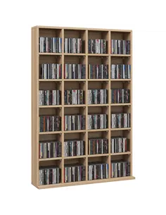 HOMCOM CD Storage Unit with Adjustable Shelves, 89 x 130.5 cm, Nature Wood Finish