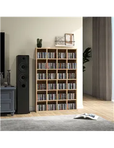 HOMCOM CD Storage Unit with Adjustable Shelves, 89 x 130.5 cm, Nature Wood Finish 2