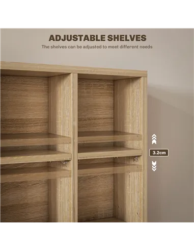 HOMCOM CD Storage Unit with Adjustable Shelves, 89 x 130.5 cm, Nature Wood Finish