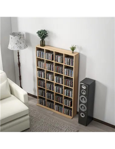 HOMCOM CD Storage Unit with Adjustable Shelves, 89 x 130.5 cm, Nature Wood Finish