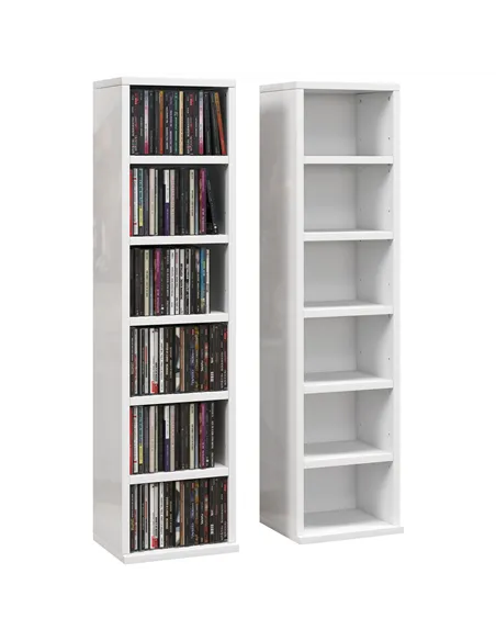 HOMCOM Set of Two 102 CD Storage Units - High Gloss White