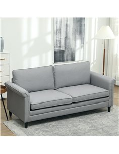HOMCOM 3 Seater Sofa, Modern Fabric Sofa Couch with Spring Cushion, Rubber Wood Legs, 191cm Upholstered Settee for Living Room,  2