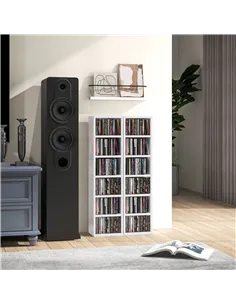 HOMCOM Set of Two 102 CD Storage Units - High Gloss White 2