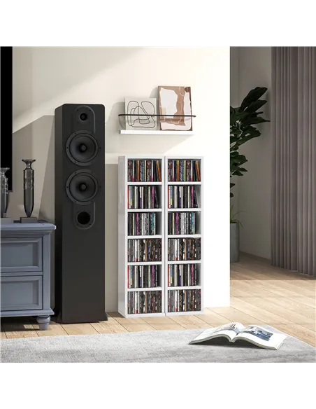 HOMCOM Set of Two 102 CD Storage Units - High Gloss White