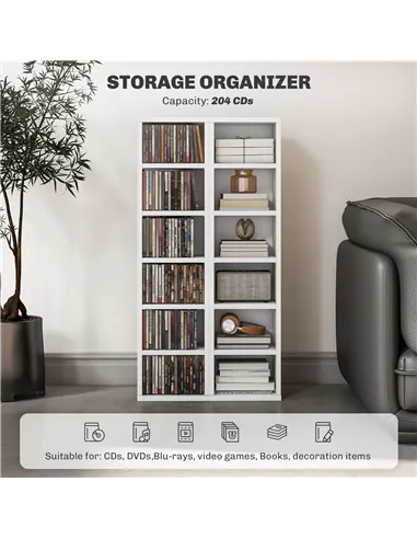 HOMCOM Set of Two 102 CD Storage Units - High Gloss White