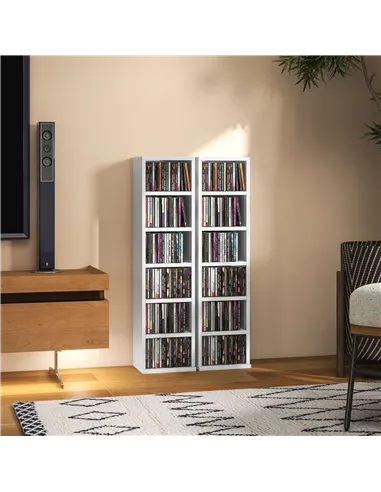HOMCOM Set of Two 102 CD Storage Units - High Gloss White