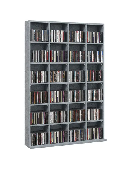 HOMCOM CD Storage Unit with Adjustable Shelves, 89 x 130.5 cm, Cement Grey