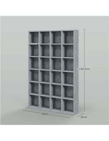 HOMCOM CD Storage Unit with Adjustable Shelves, 89 x 130.5 cm, Cement Grey