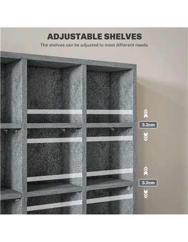HOMCOM CD Storage Unit with Adjustable Shelves, 89 x 130.5 cm, Cement Grey