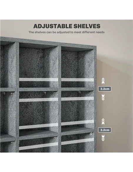 HOMCOM CD Storage Unit with Adjustable Shelves, 89 x 130.5 cm, Cement Grey