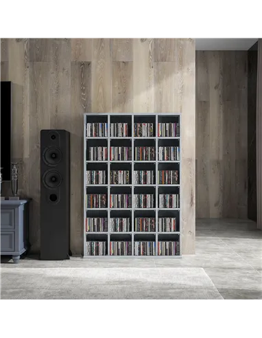 HOMCOM CD Storage Unit with Adjustable Shelves, 89 x 130.5 cm, Cement Grey