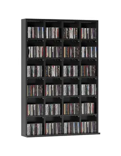 HOMCOM CD Storage Unit with Adjustable Shelves, 89 x 130.5 cm, Black