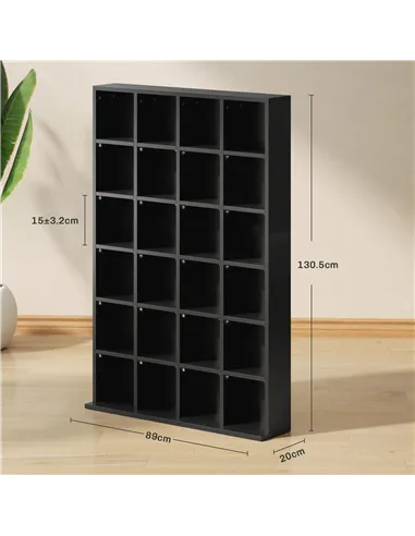 HOMCOM CD Storage Unit with Adjustable Shelves, 89 x 130.5 cm, Black